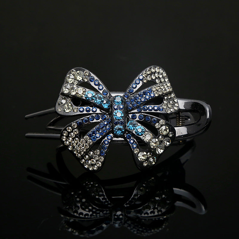 Bow three-tooth duck bill clip rhinestone grab clip