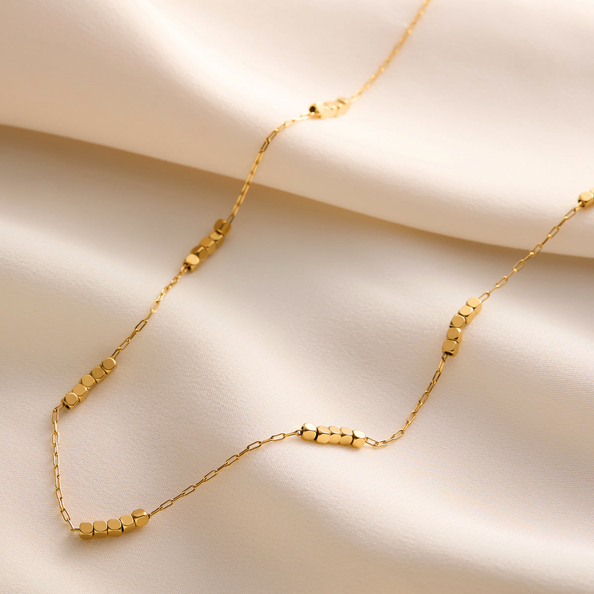 Non-Fading Titanium Steel Hand-Assembled Small Square Necklace