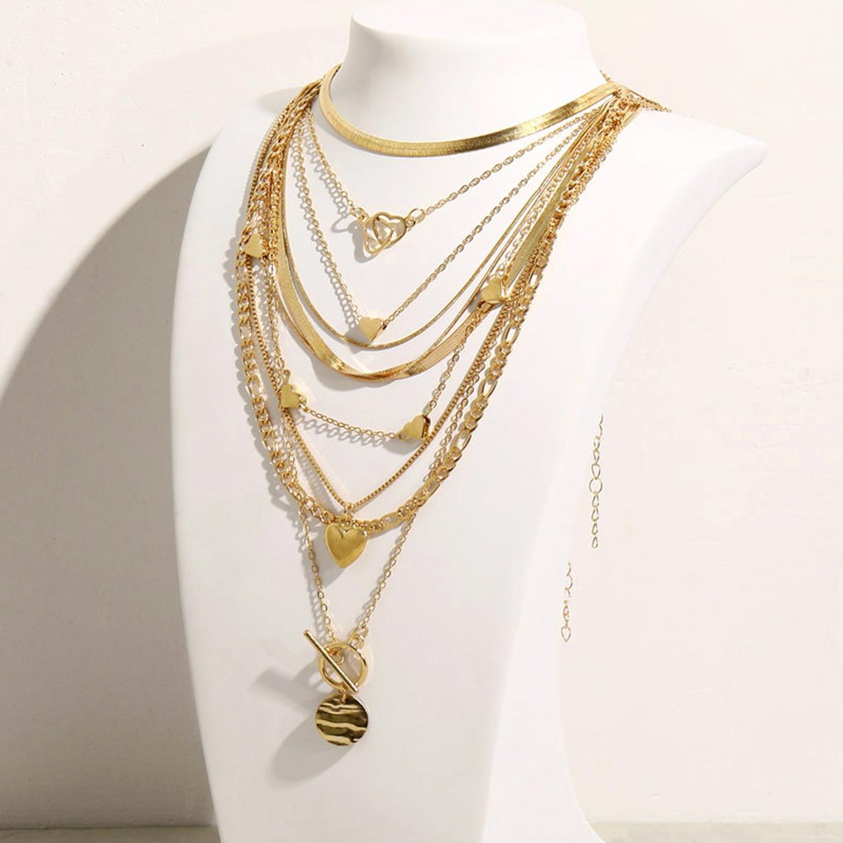 Multi-Layer Love Pendant Necklace Set