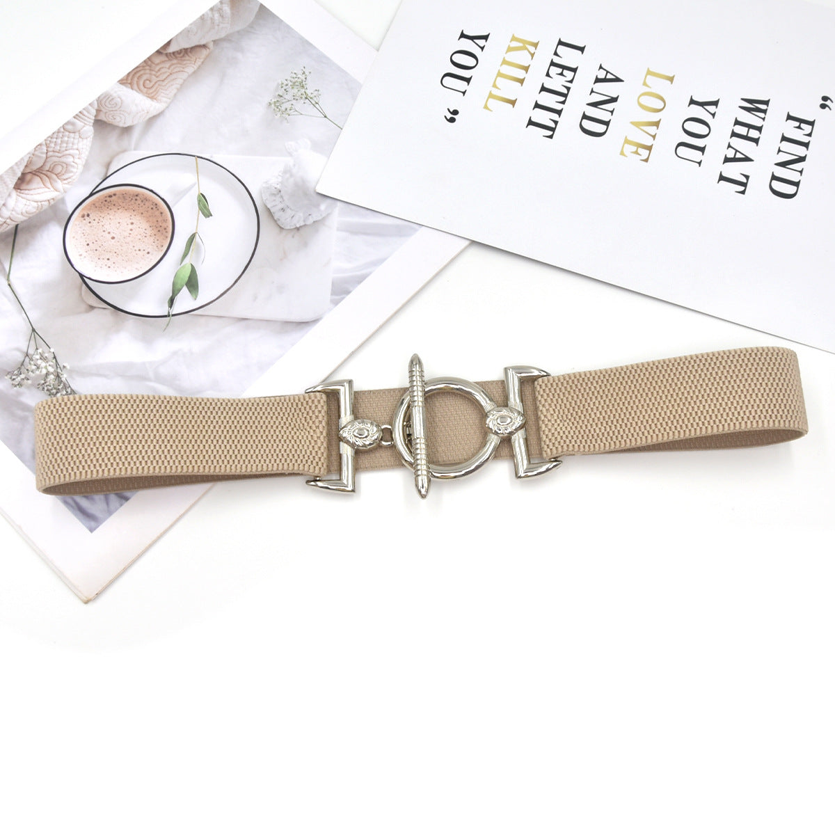 Hook buckle women's elastic belt