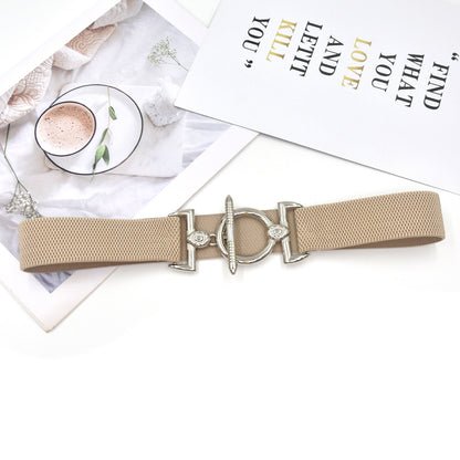 Hook buckle women's elastic belt