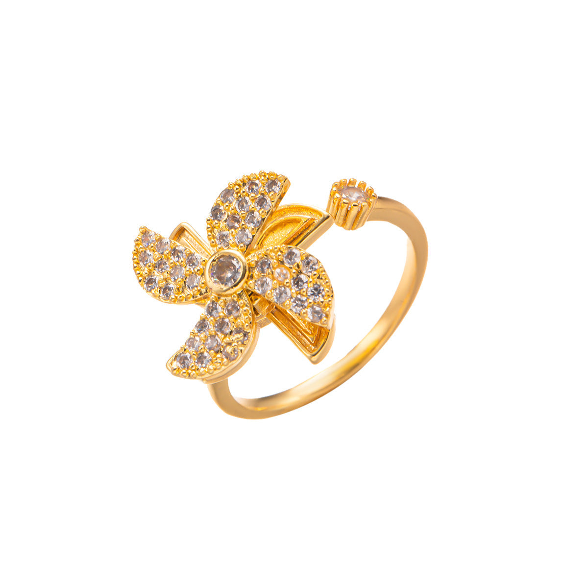 Adjustable Rotating Micro-Inlaid Windmill Ring — Cute Lucky Gift
