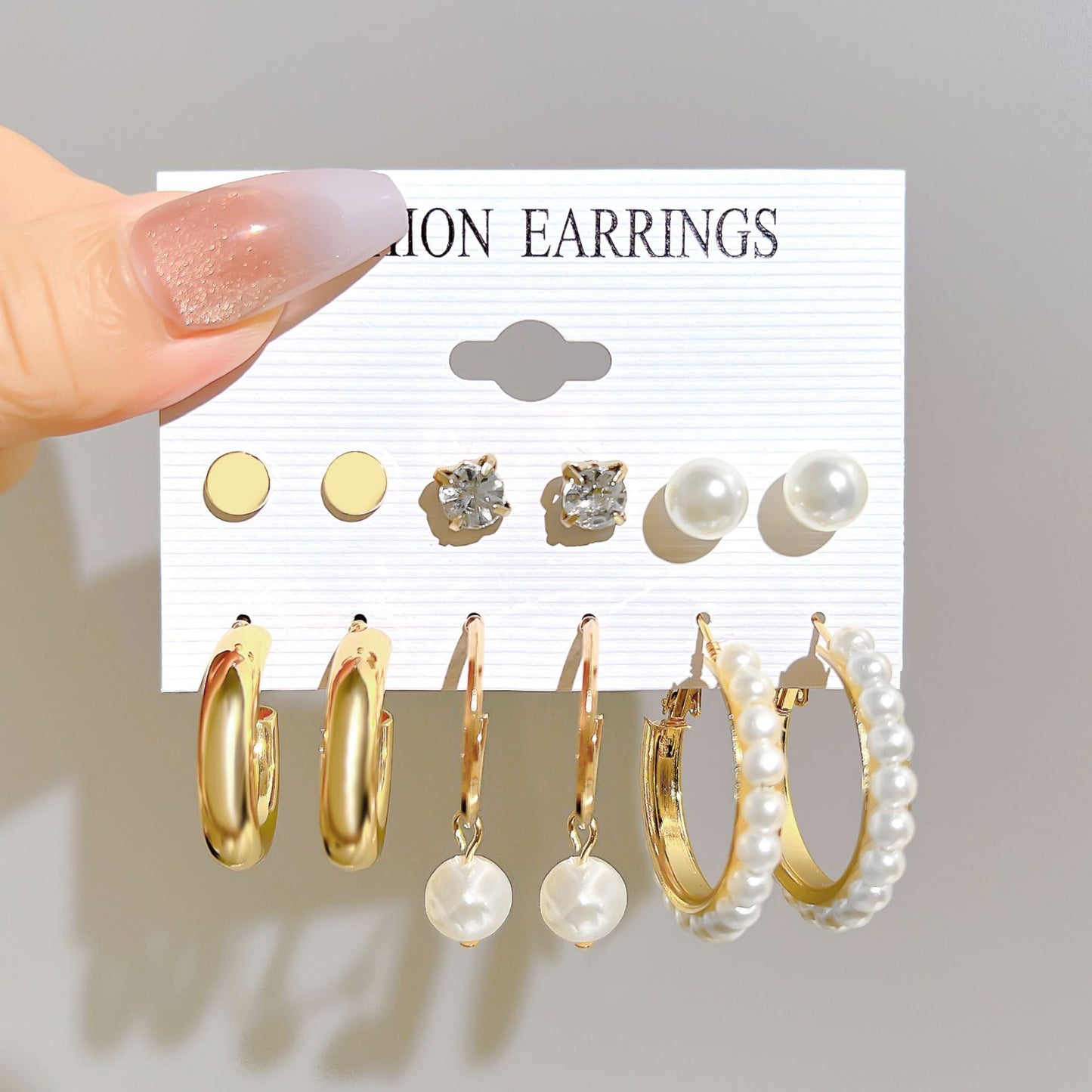 Star Moon 8-shaped earring set 6 pieces