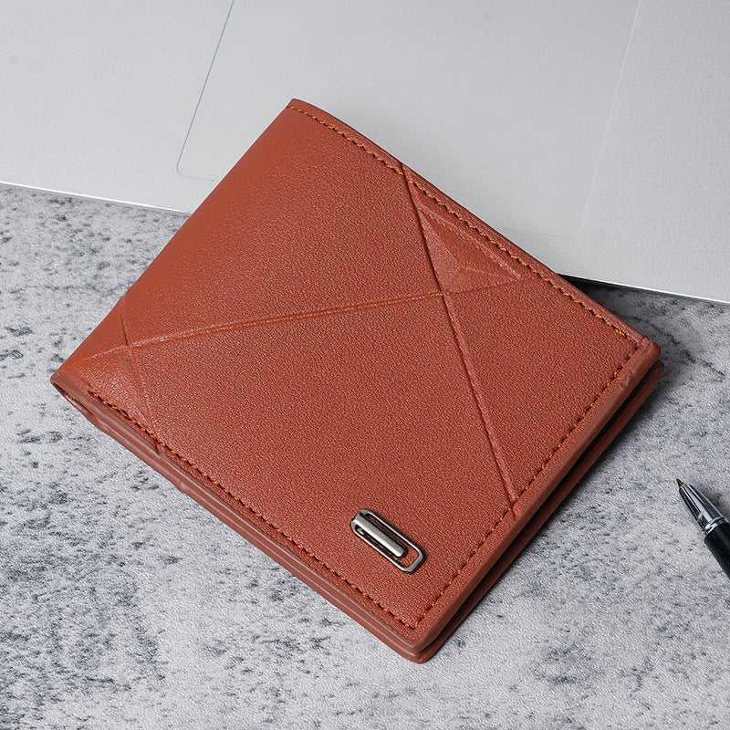 Horizontal soft leather clip wallet