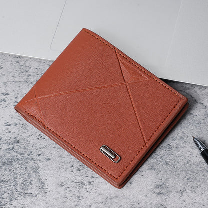 Horizontal soft leather clip wallet