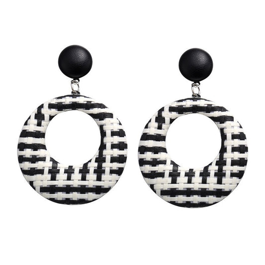 Retro Woven Round Stud Earrings