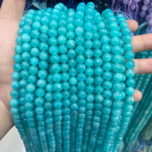 Contas redondas de amazonita 7A natural de 6-10 mm 