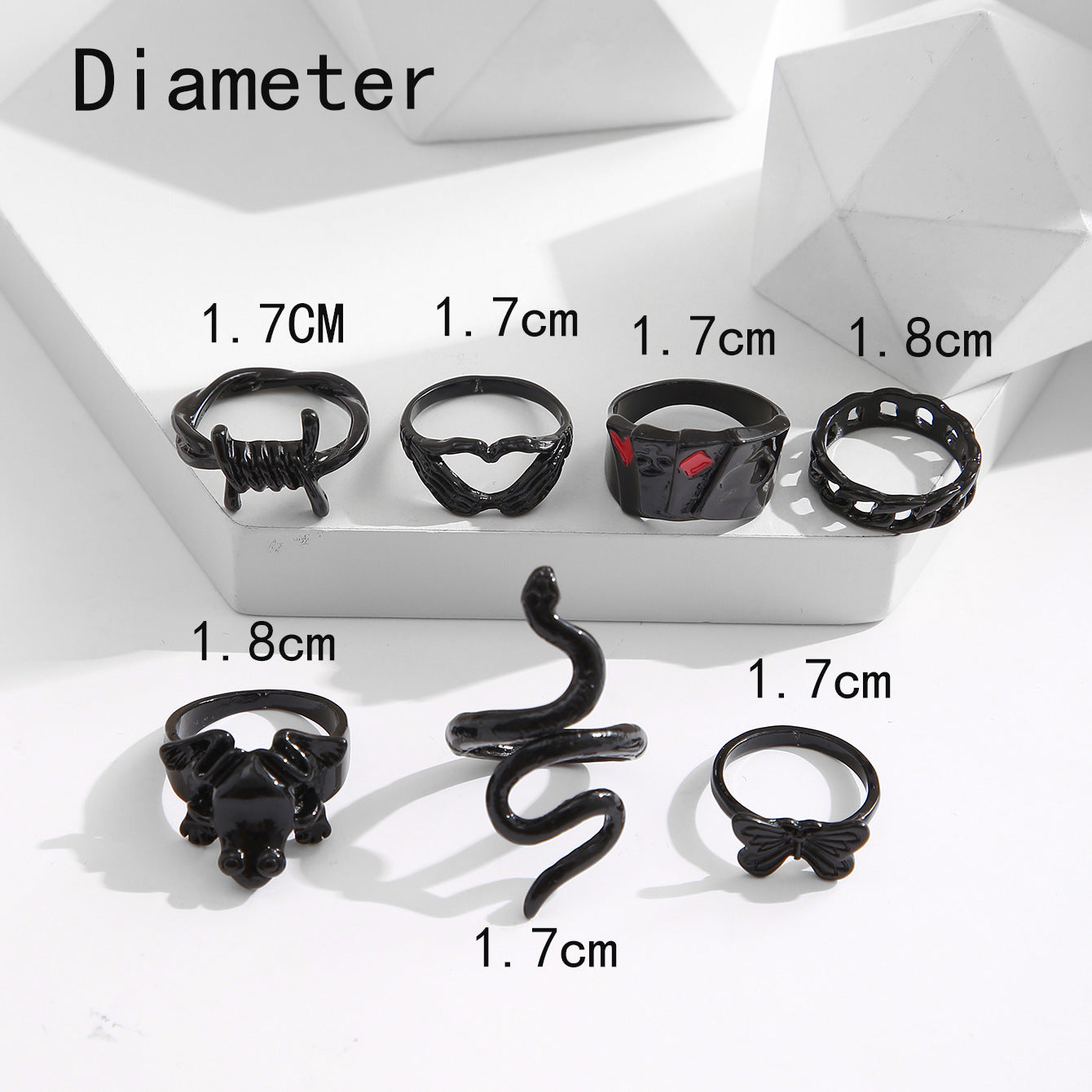10-Piece Black Stacking Ring Set