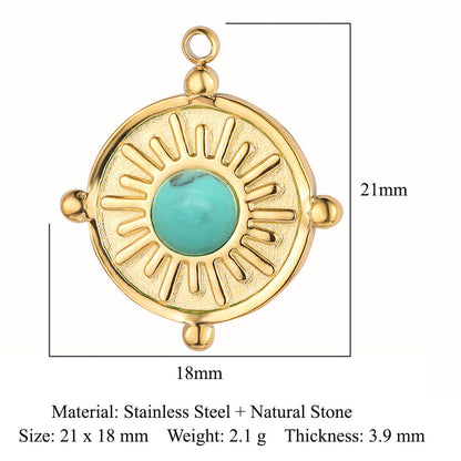 Sun ruby turquoise stainless steel pendant