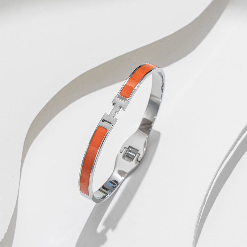 Pulseira de aço inoxidável com letra H, tendência da moda 