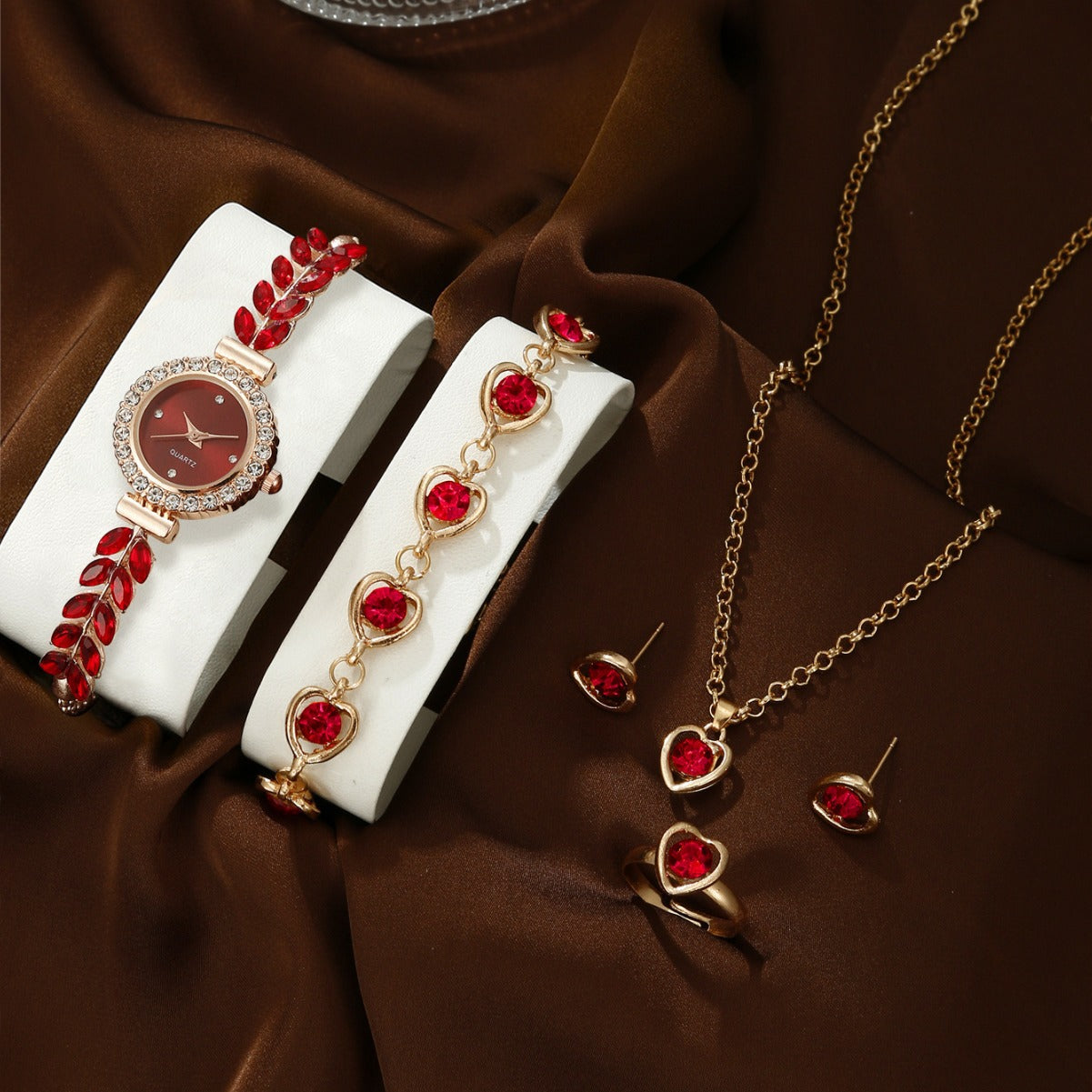 Quartz bracelet watch jewelry set