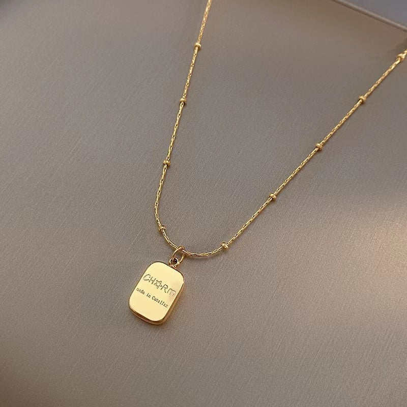 Square Letter Titanium Steel Necklace Female