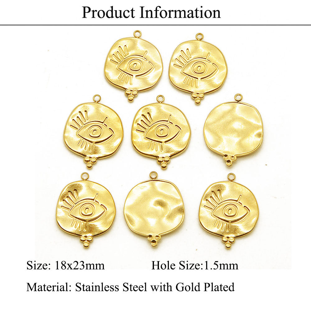 3 pcs/titanium steel eye pendant gold