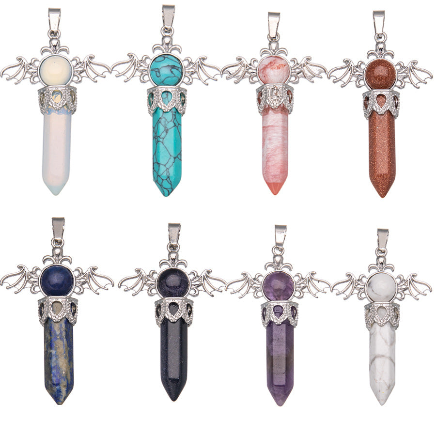 Amethyst Rose Quartz Pendant Angel Wing Pendant