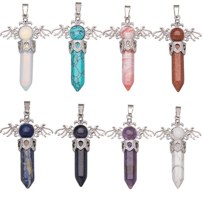 Amethyst Rose Quartz Pendant Angel Wing Pendant