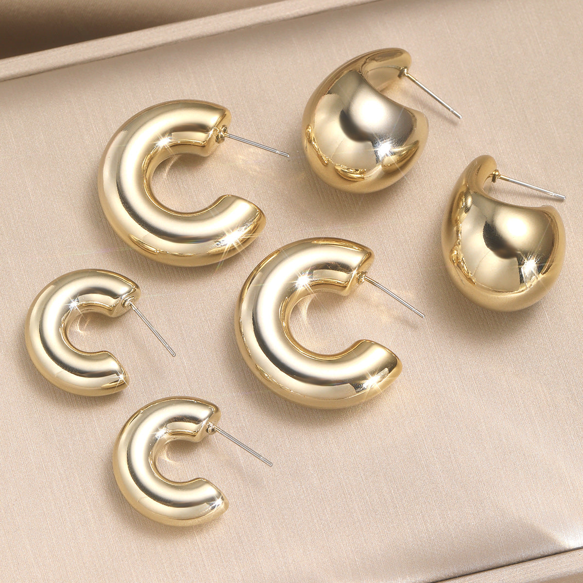 Retro Waterdrop Stud Earring Set (3-Piece)