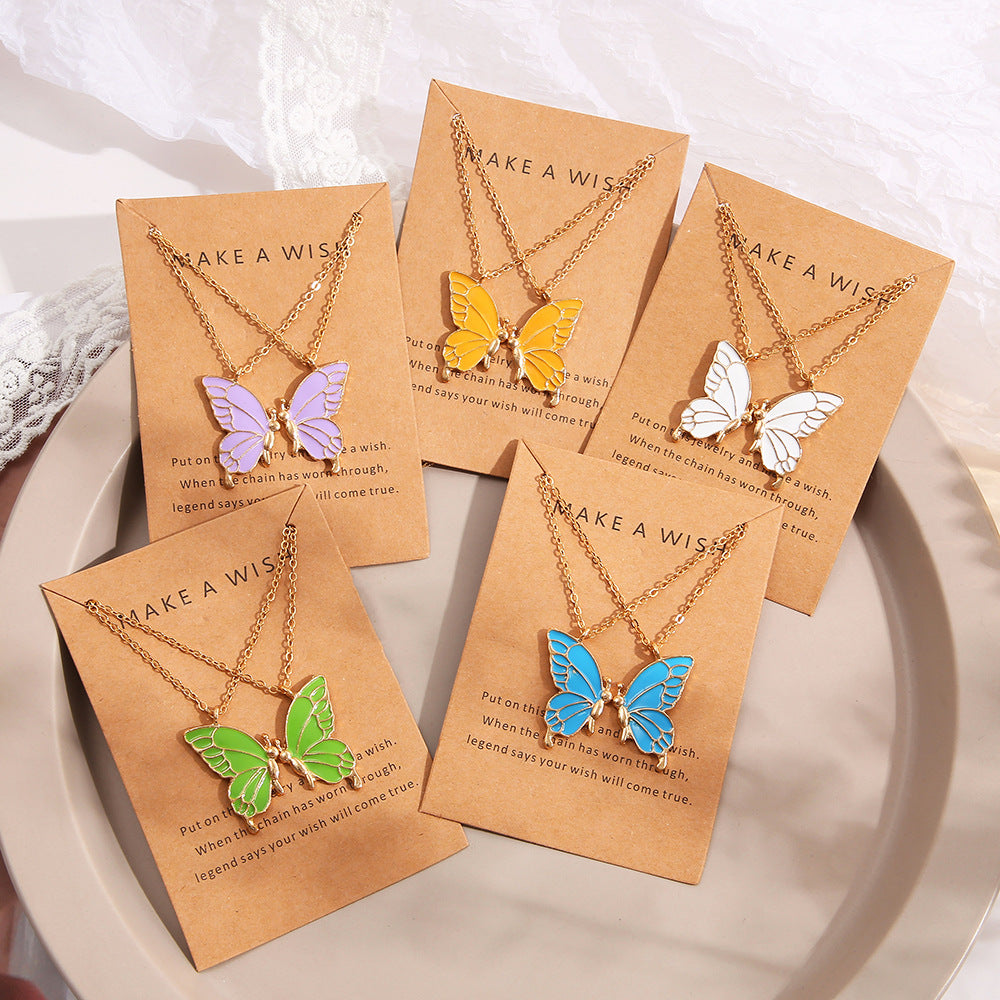 Colorful butterfly necklace clavicle chain
