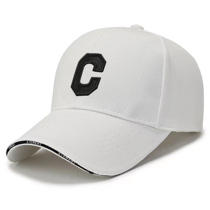 Pineapple Pattern Embroidered Korean Structured Duckbill Cap