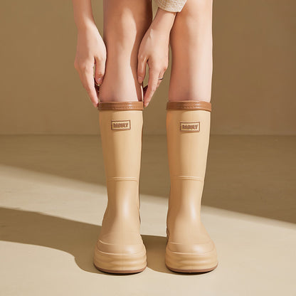 thick-soled medium and long tube rubber shoes