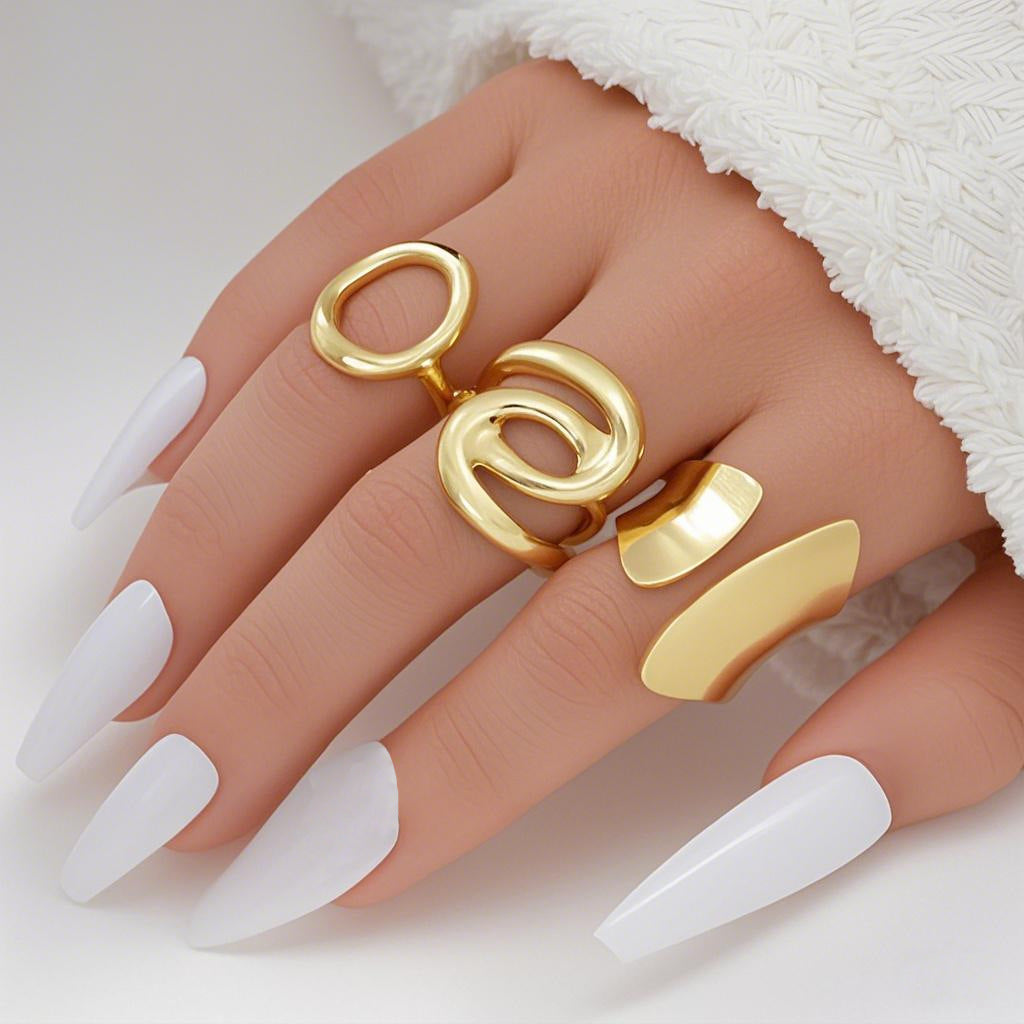 Irregular Geometric Open Ring Set (8-piece)