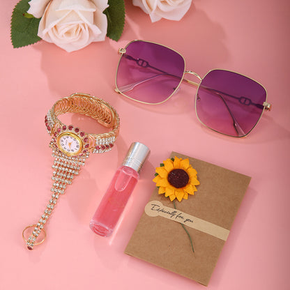 Bracelet watch sunglasses perfume 4-piece gift box