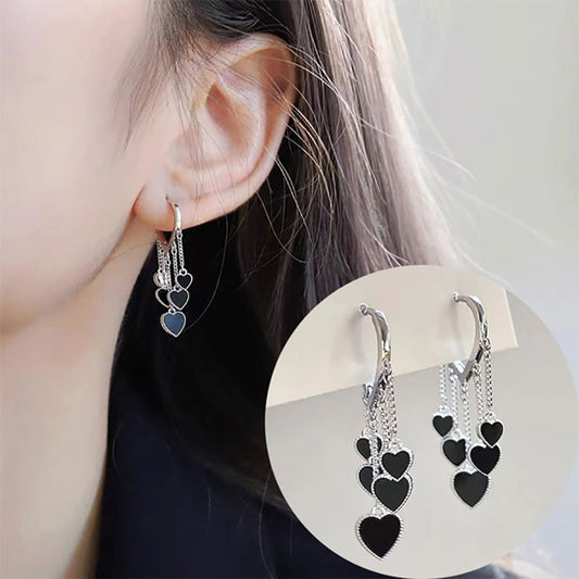Black love earrings female fashion