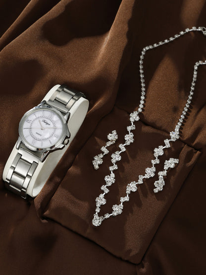 Quartz Watch Rhinestone Alloy Peacock Jewelry Set