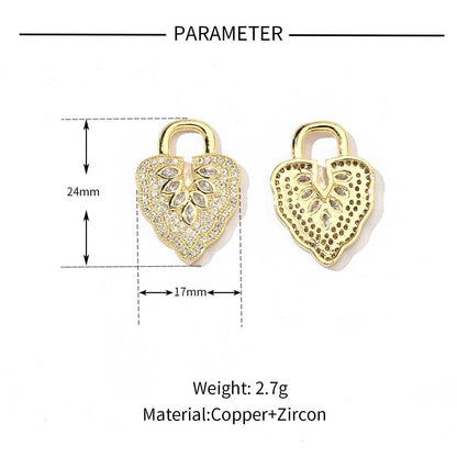 Bead Love Leaf 18K Real Gold Copper Zircon Pendant