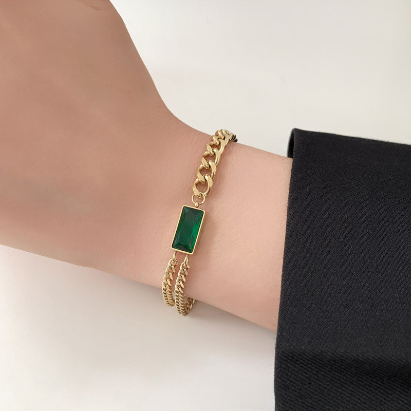 Emerald Titanium Steel Bracelet