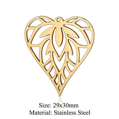 5 pcs/bag witch titanium steel pendant peach heart cross