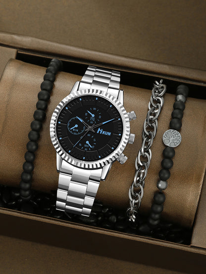 Trendy Men's Watch Bracelet Set