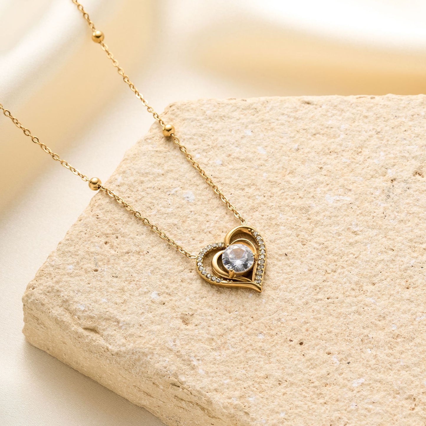 Titanium Steel Zircon Heart Necklace