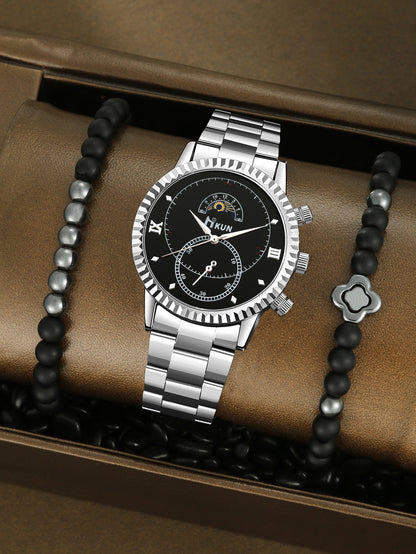 Quartz watch, sun, moon and stars beaded set