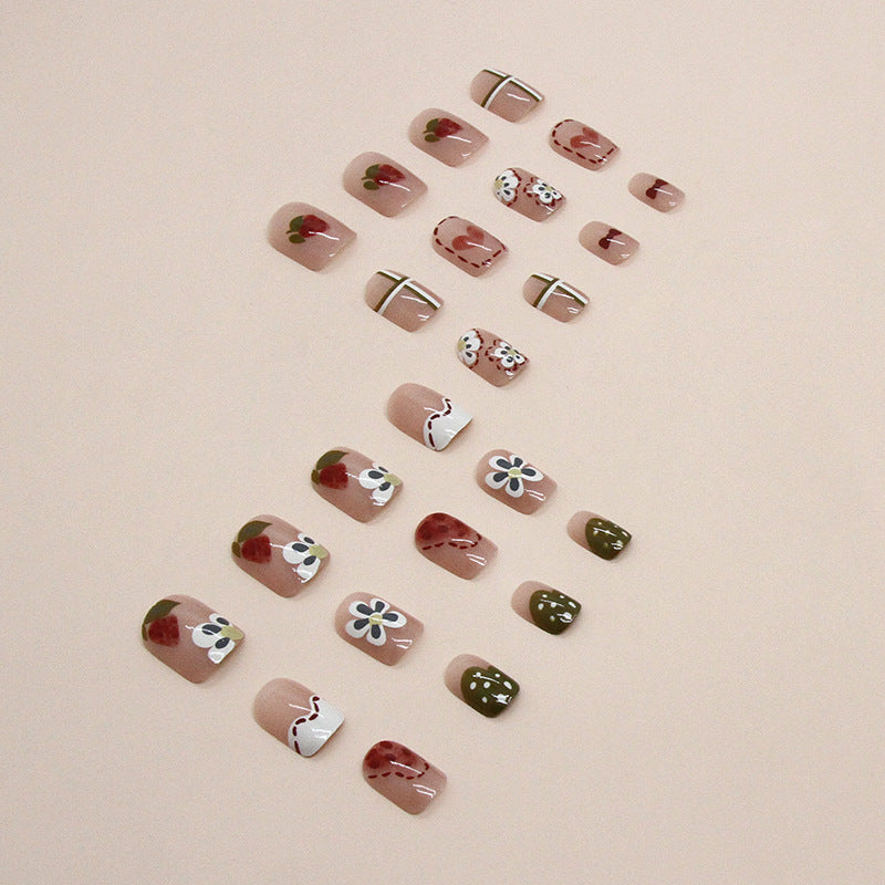 Graffiti Floral Colorful Fake Nails