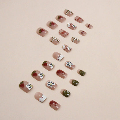 Graffiti Floral Colorful Fake Nails