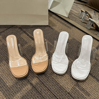 Transparent crystal women's sandals