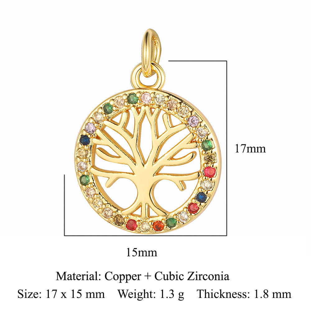 Star Tree of Life Horseshoe Iron Copper Zircon Pendant