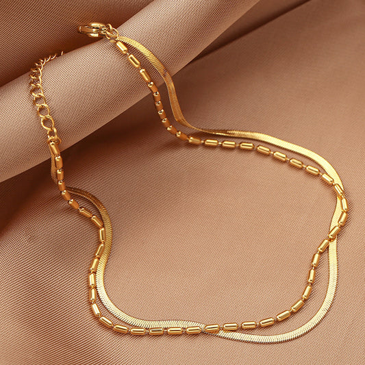 Gold-Plated Titanium Steel Snake Bone Anklet — Lightweight Luxury