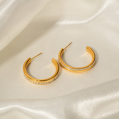 Double-layer large hoop full diamond earrings