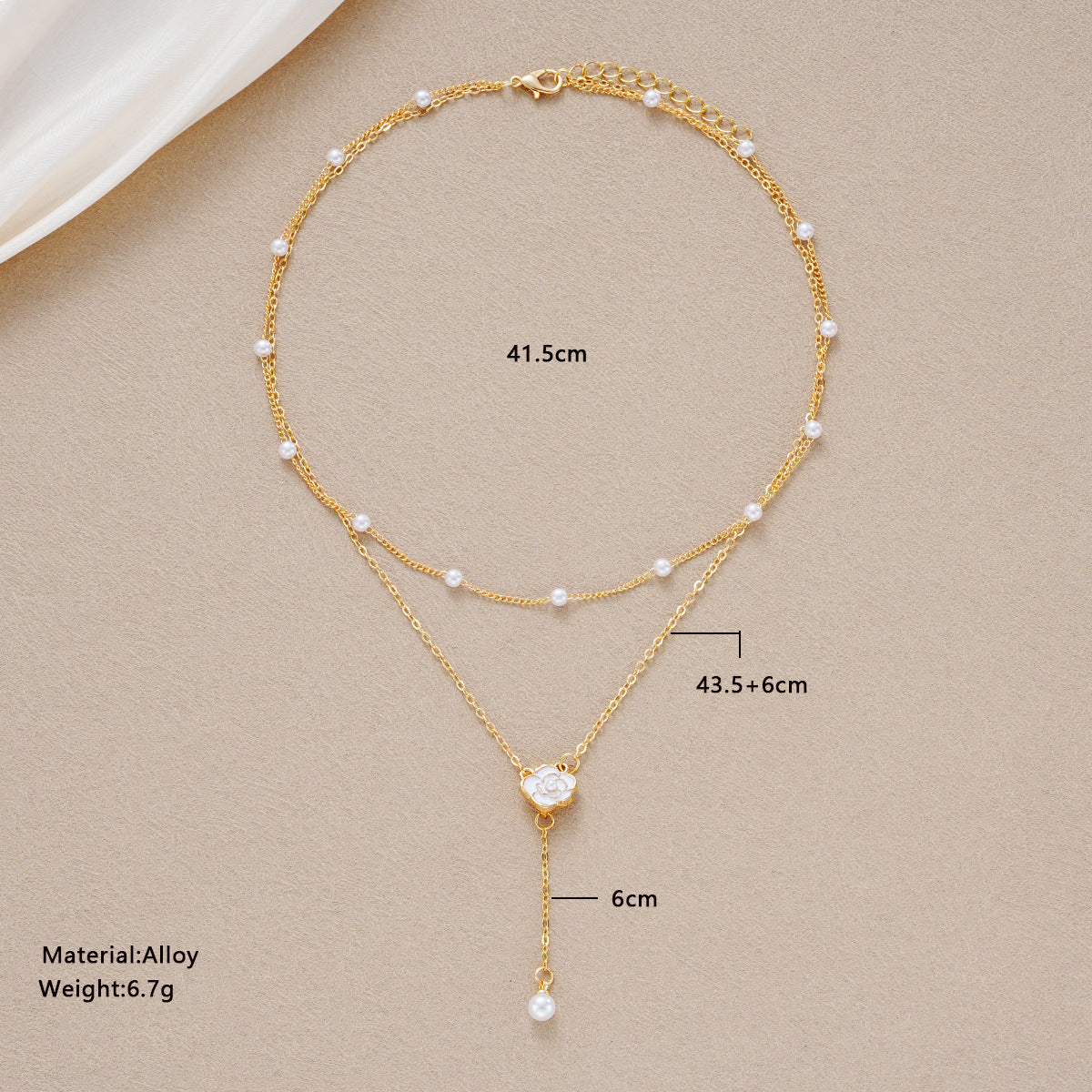 Camellia Pearl Fringe Necklace