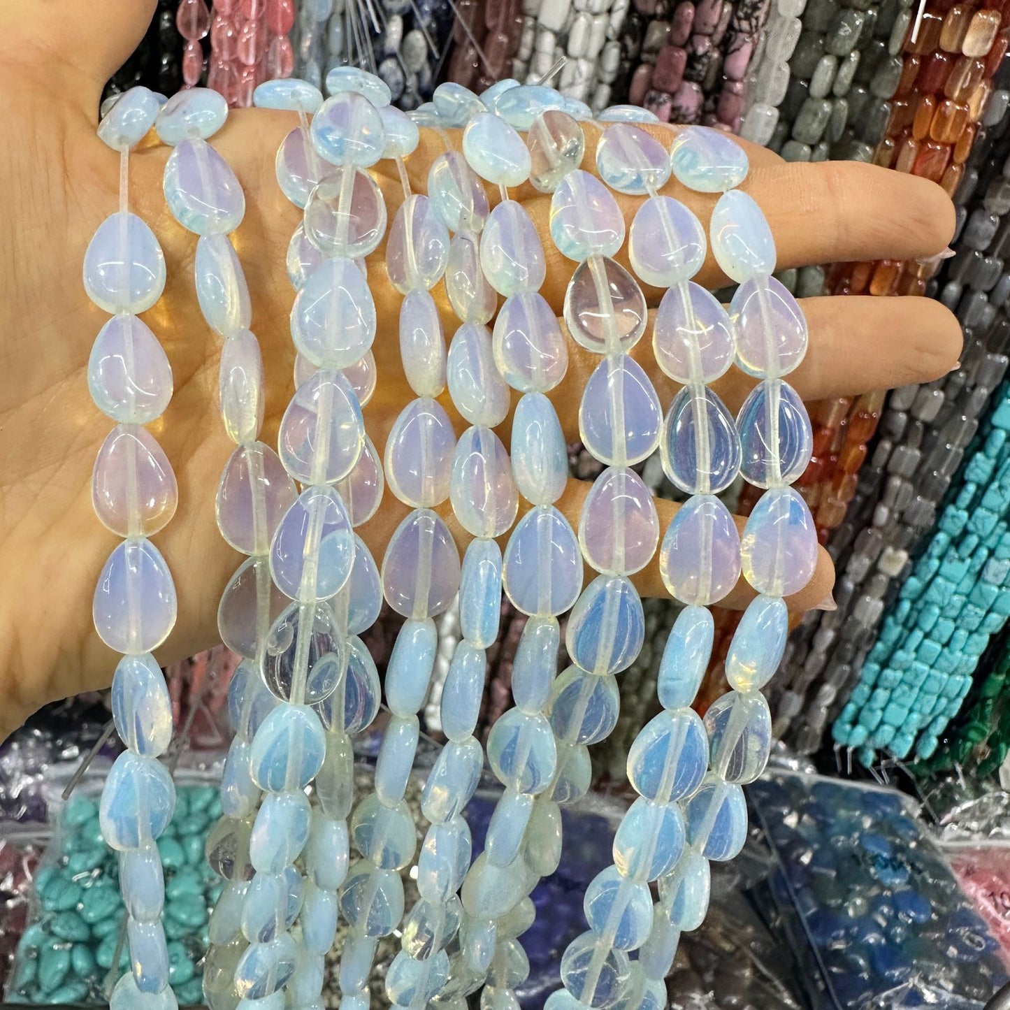 Crystal flat water drop 10*14MM 28pcs heterosexual loose beads