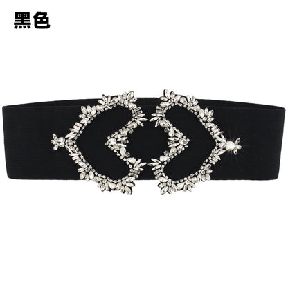 Elastic waist seal hand-sewn rhinestone crystal