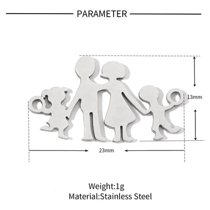 20 pcs/bag boy girl family titanium steel d pendant