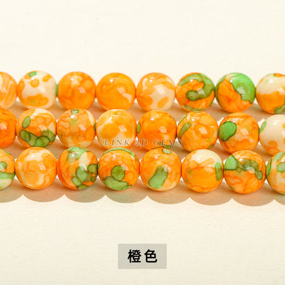 Perlas sueltas de piedra de color lluvia de color sintético, cuentas de jade 