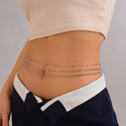 Stacked metal thin chain sexy multi-layer body chain