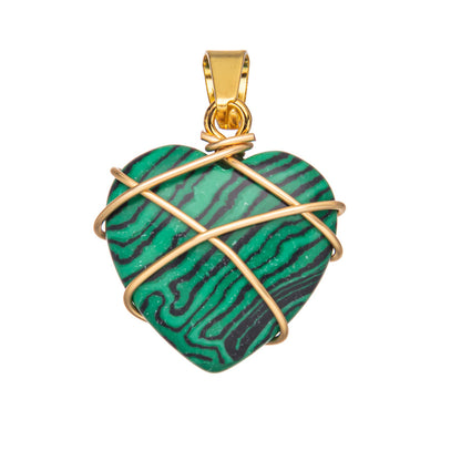 Crystal Agate Gemstone Silk Heart Pendant