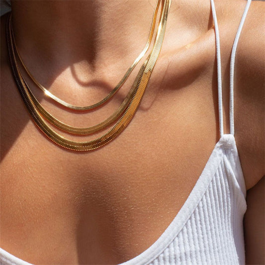 Flat Snake Chain Choker Necklace