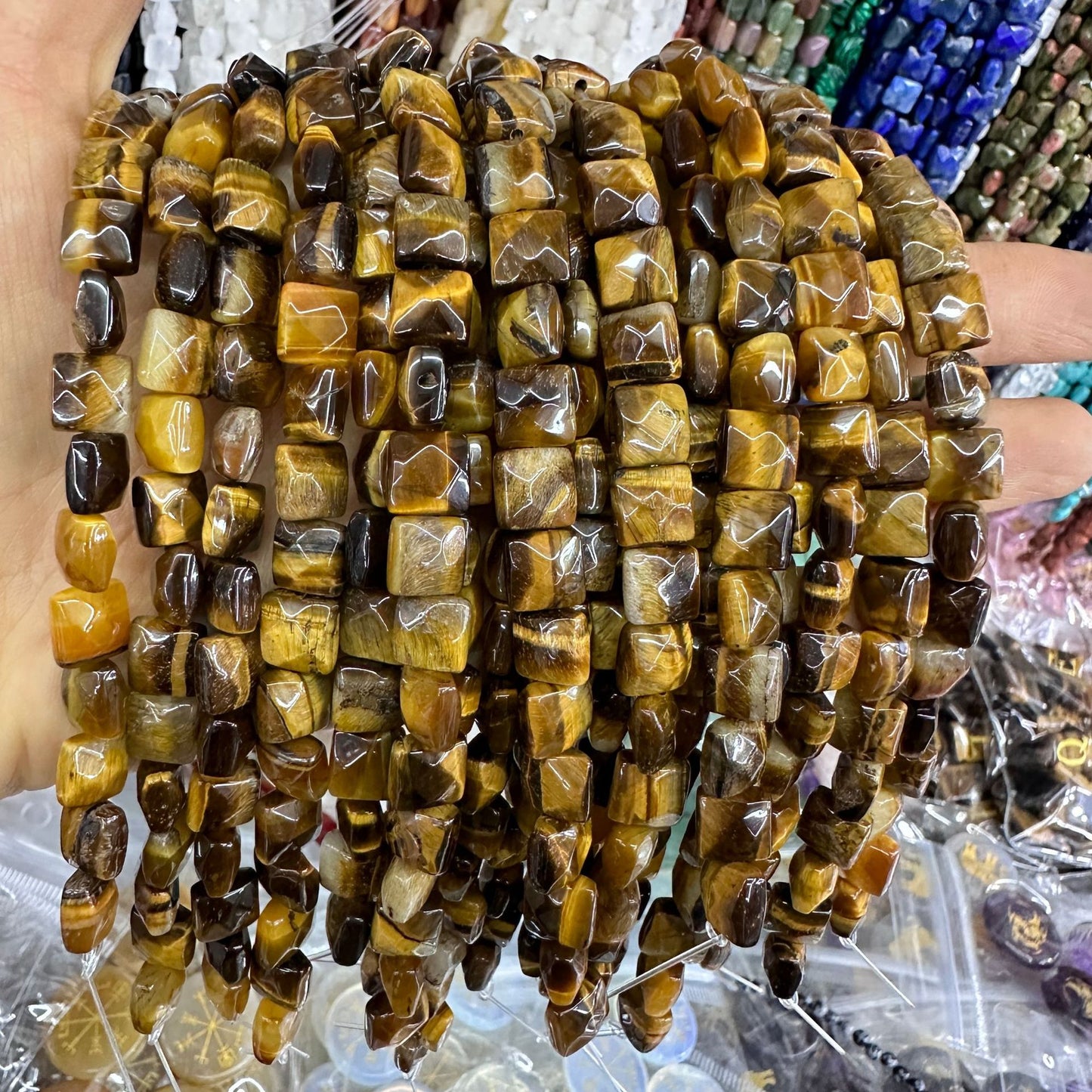 8*8MM 25pcs/string natural stone cut square loose beads