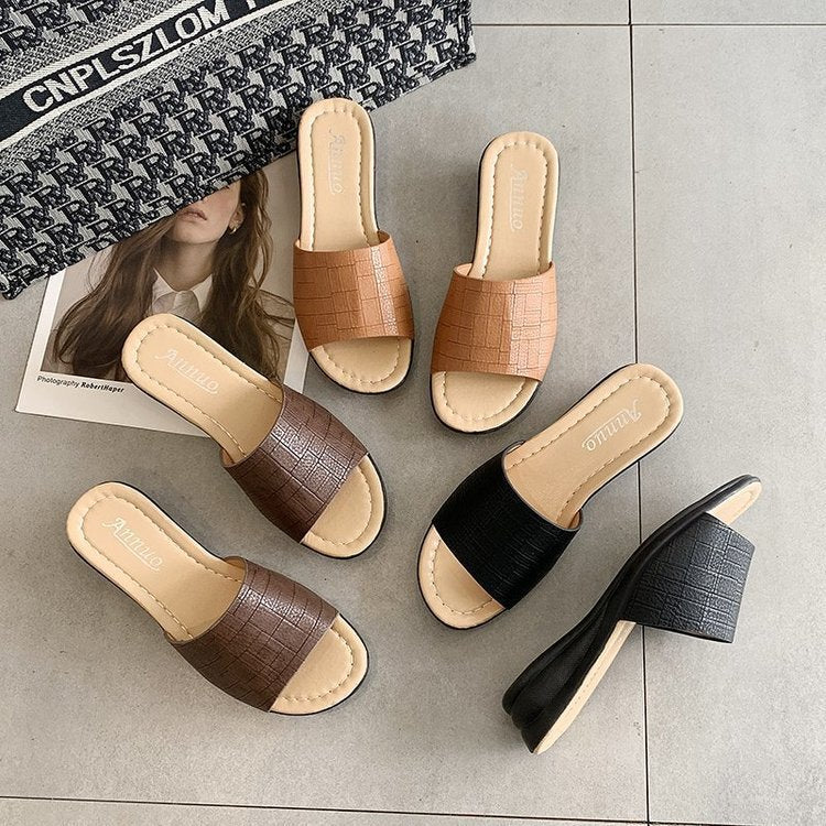 Summer fish mouth wedge slippers
