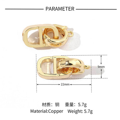 18K real gold copper zircon detachable connecting buckle